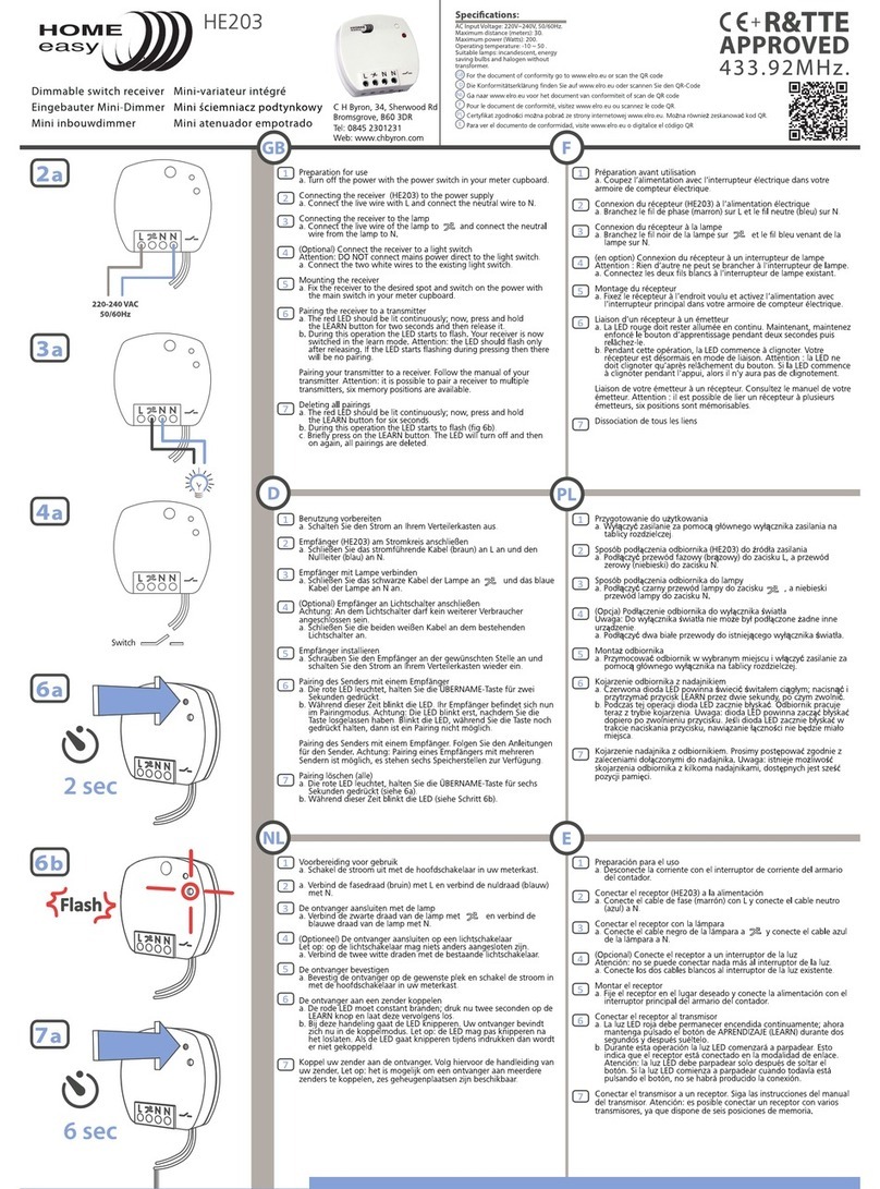 Home Easy HE203 Instruction