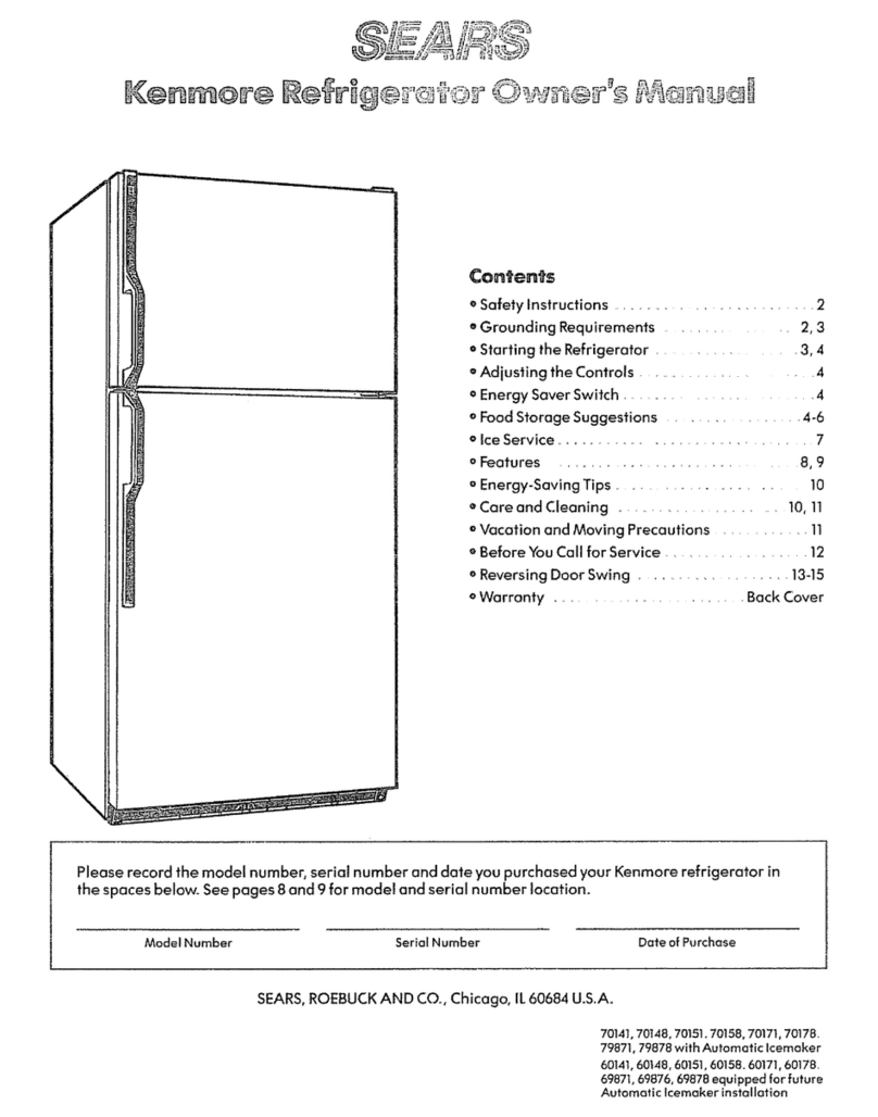 Kenmore Sears 70141 owner's manual