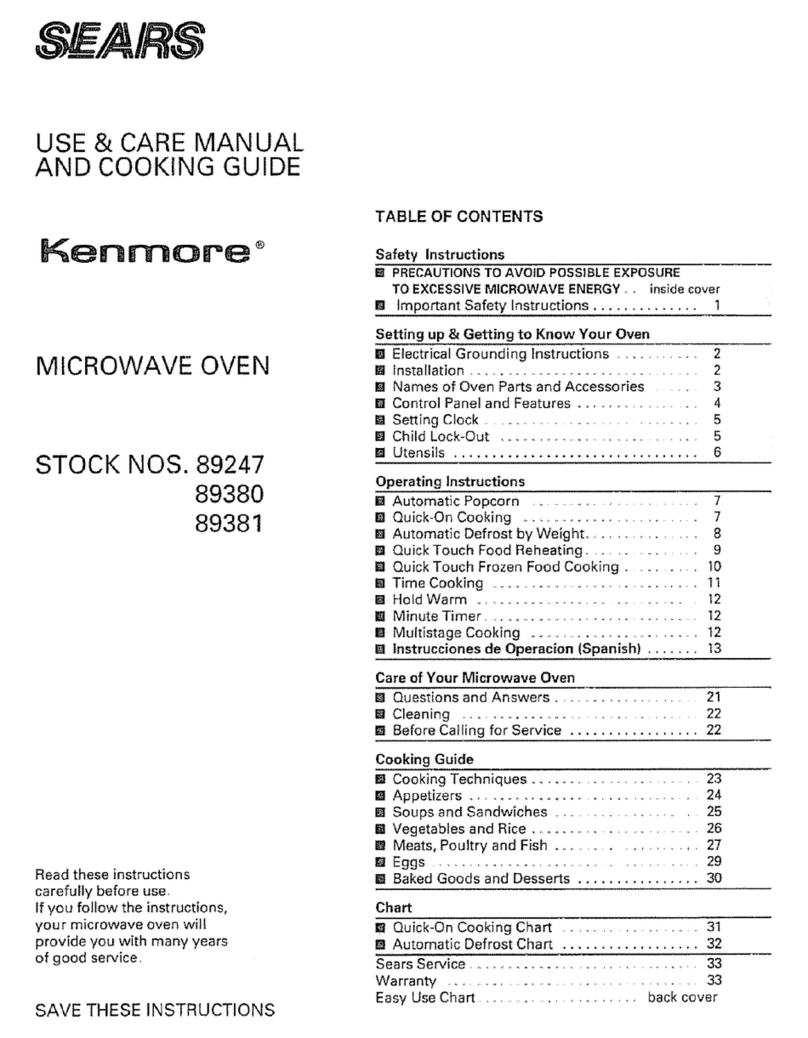 Kenmore Sears 89247 Use and care manual Kenmore Sears 89247 Use and care manual