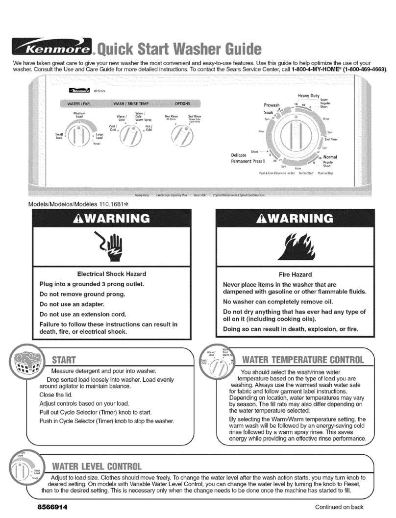Kenmore 110.1681 User manual
