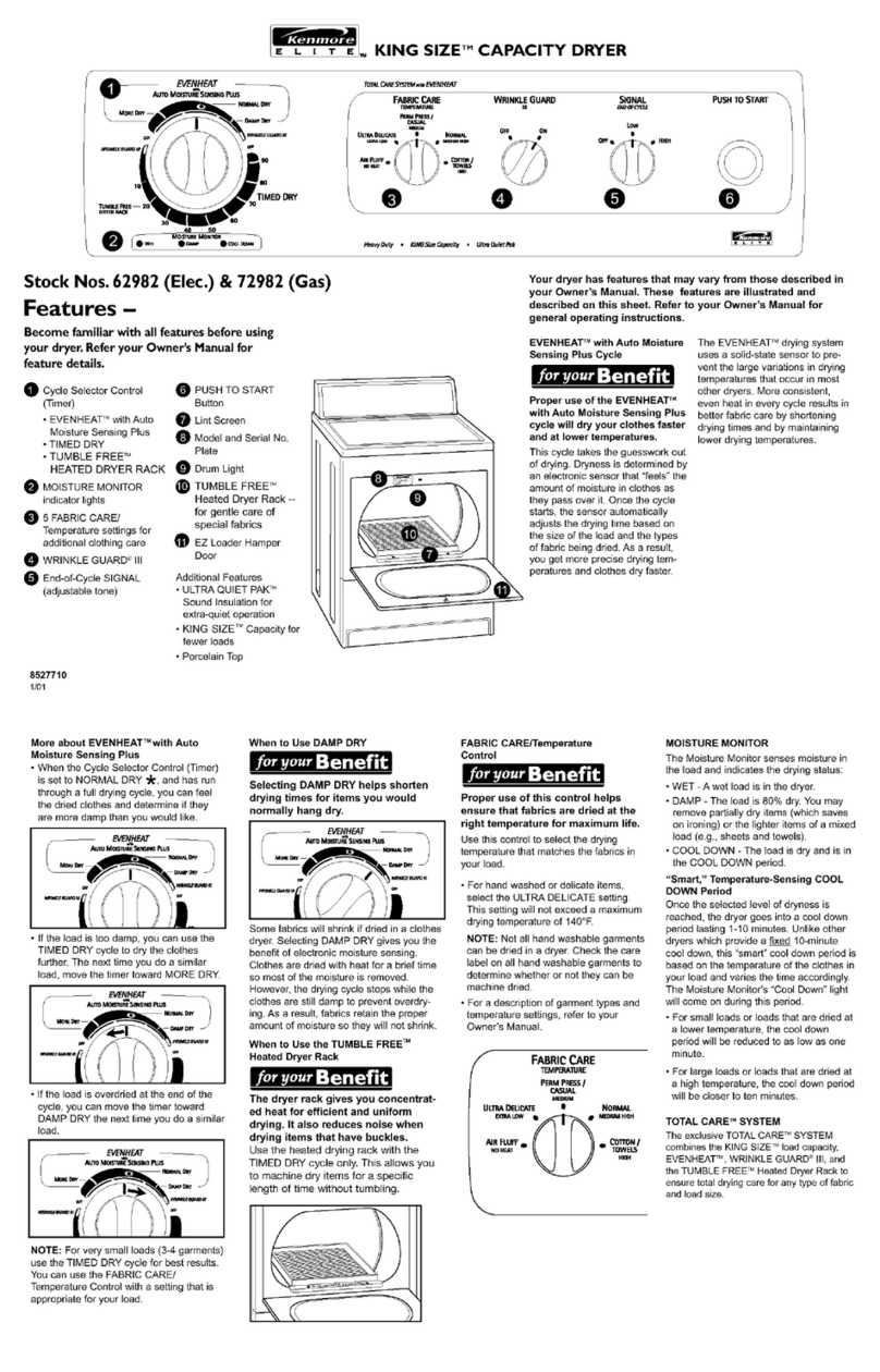Kenmore King size 62982 User manual