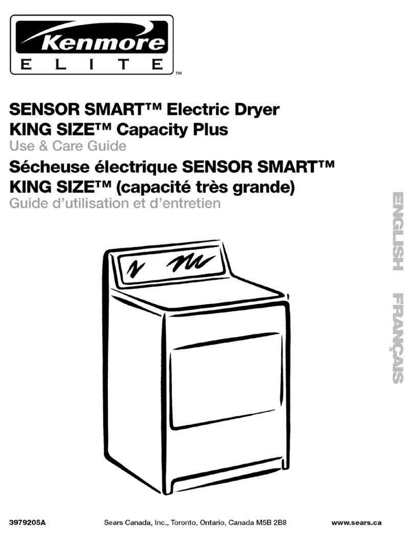 Kenmore Sensor smart electric dryer King size capacity... User manual