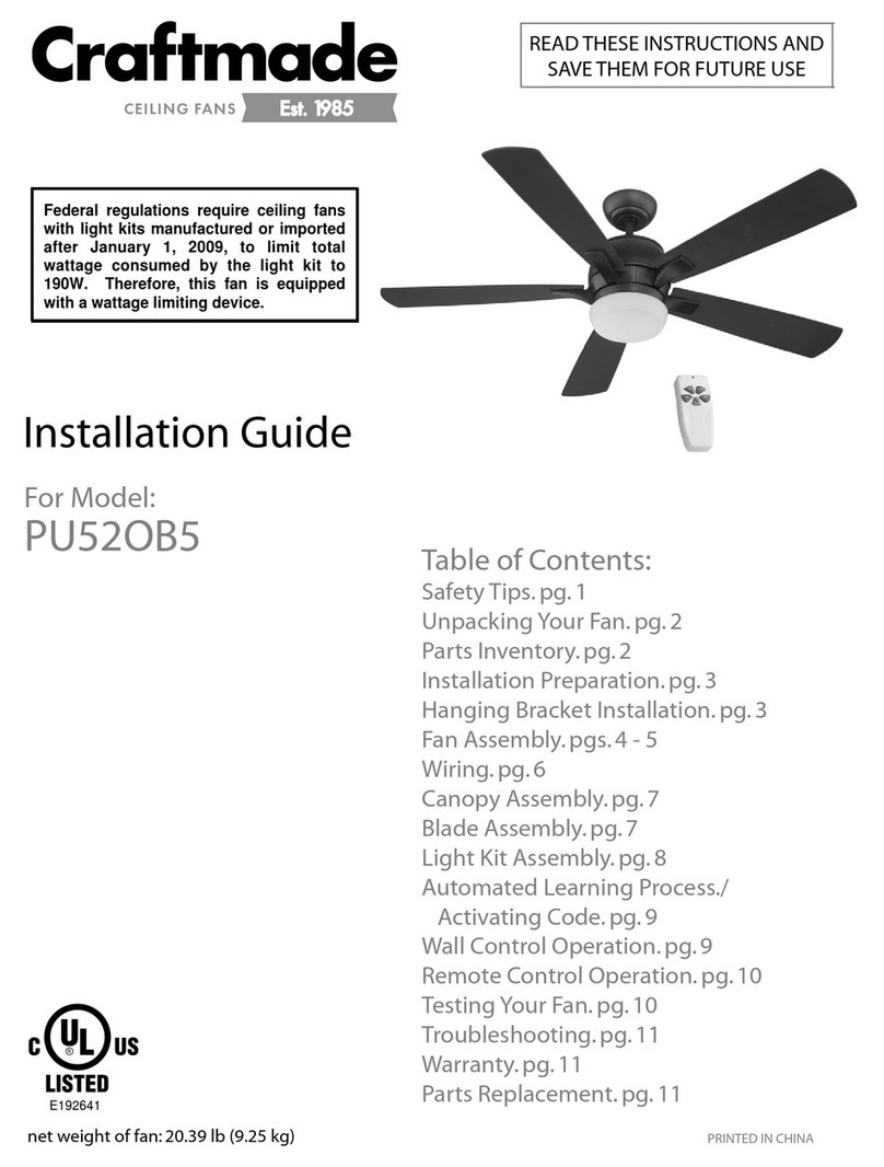 Craftmade PU52OB5 User manual