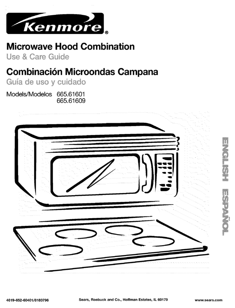 Kenmore Microwave hood combination 665.61601 Use and care guide