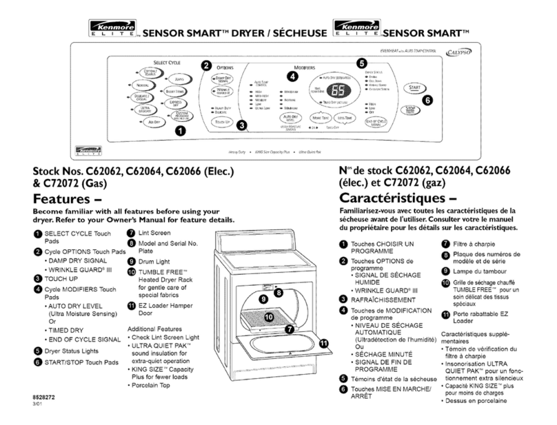 Kenmore Sensor smart C62062 User manual