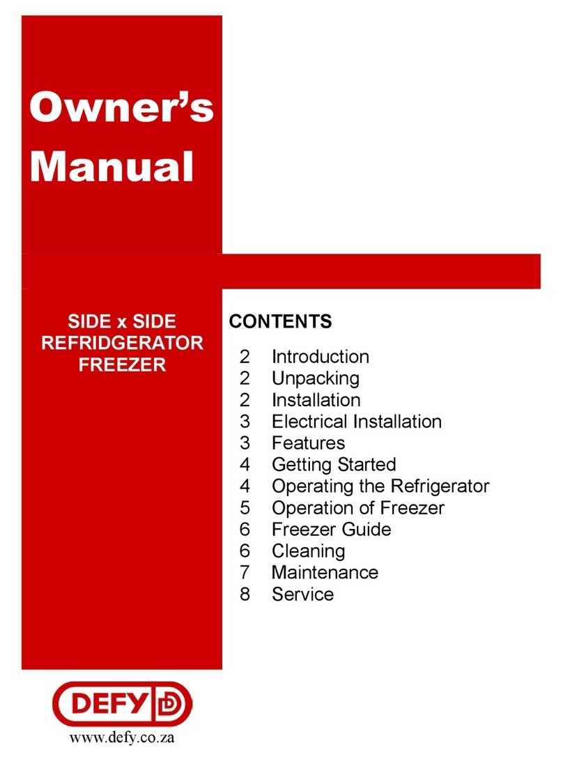 Defy Refrigerator Freezer owner's manual