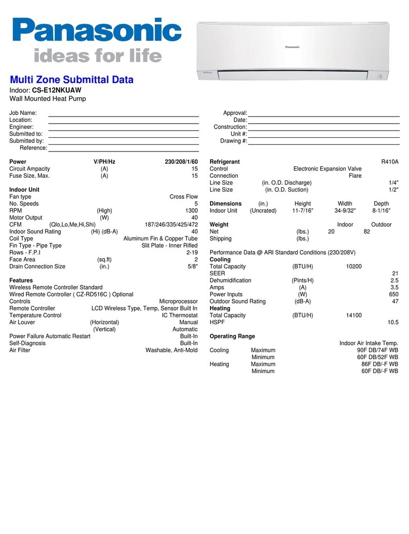 Panasonic CS-E12NKUAW Owner's manual
