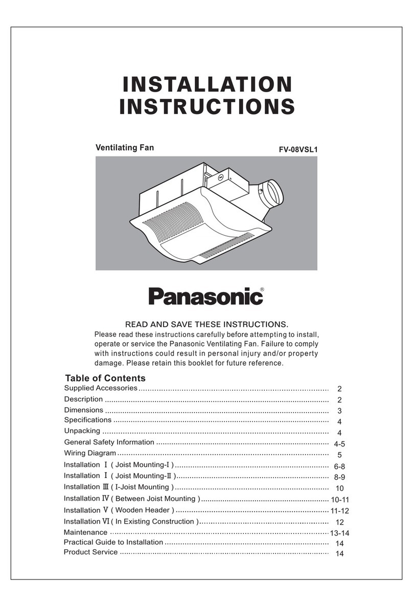 Panasonic Whisper Value-Lite FV-08VSL1 installation instructions