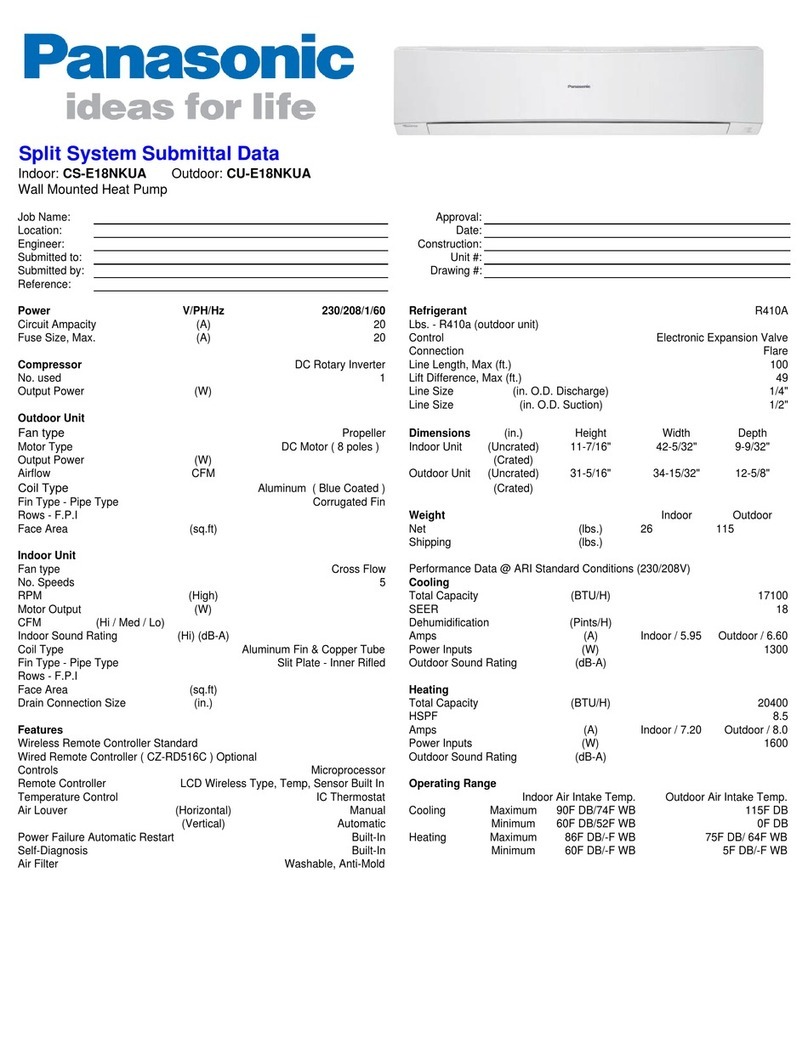Panasonic CS-E18NKUA Owner's manual