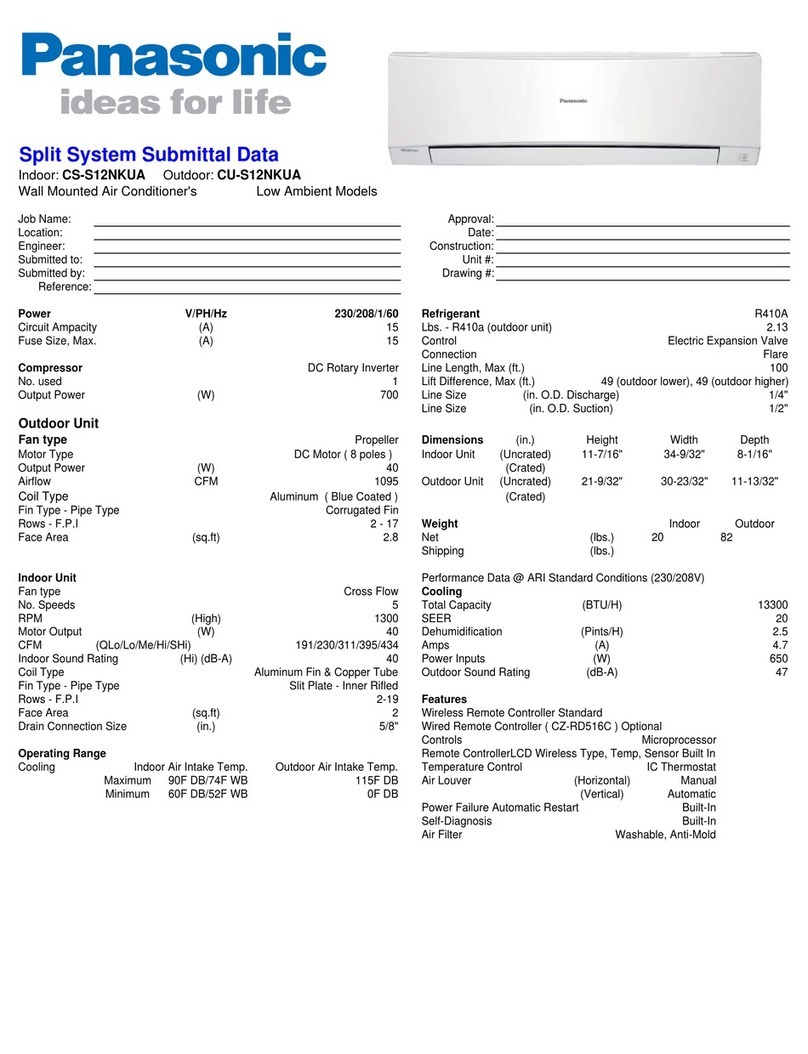 Panasonic CS-S12NKUA Owner's manual