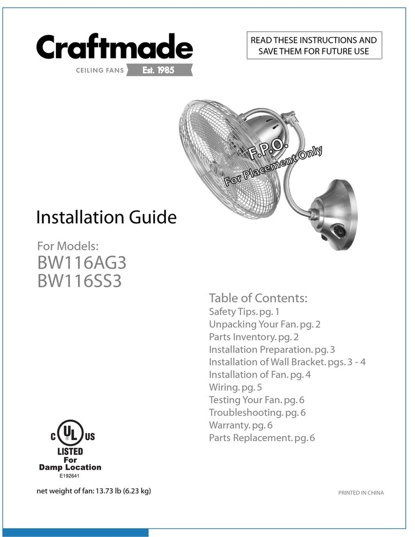 Craftmade BW116AG3 User manual