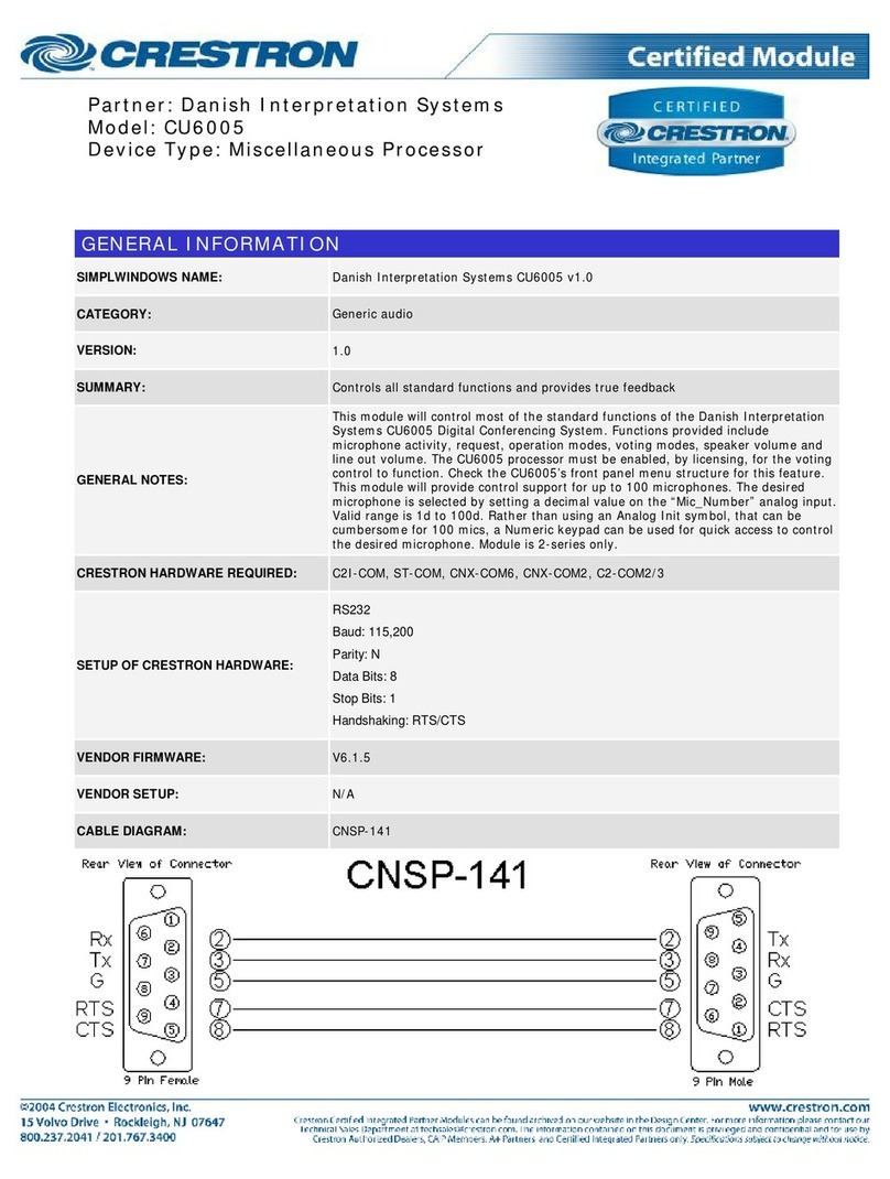 Danish Interpretation Systems CU6005 manual&nbsp;