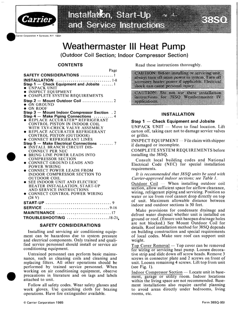 Carrier 38SQ installation instructions Carrier 38SQ installation instructions