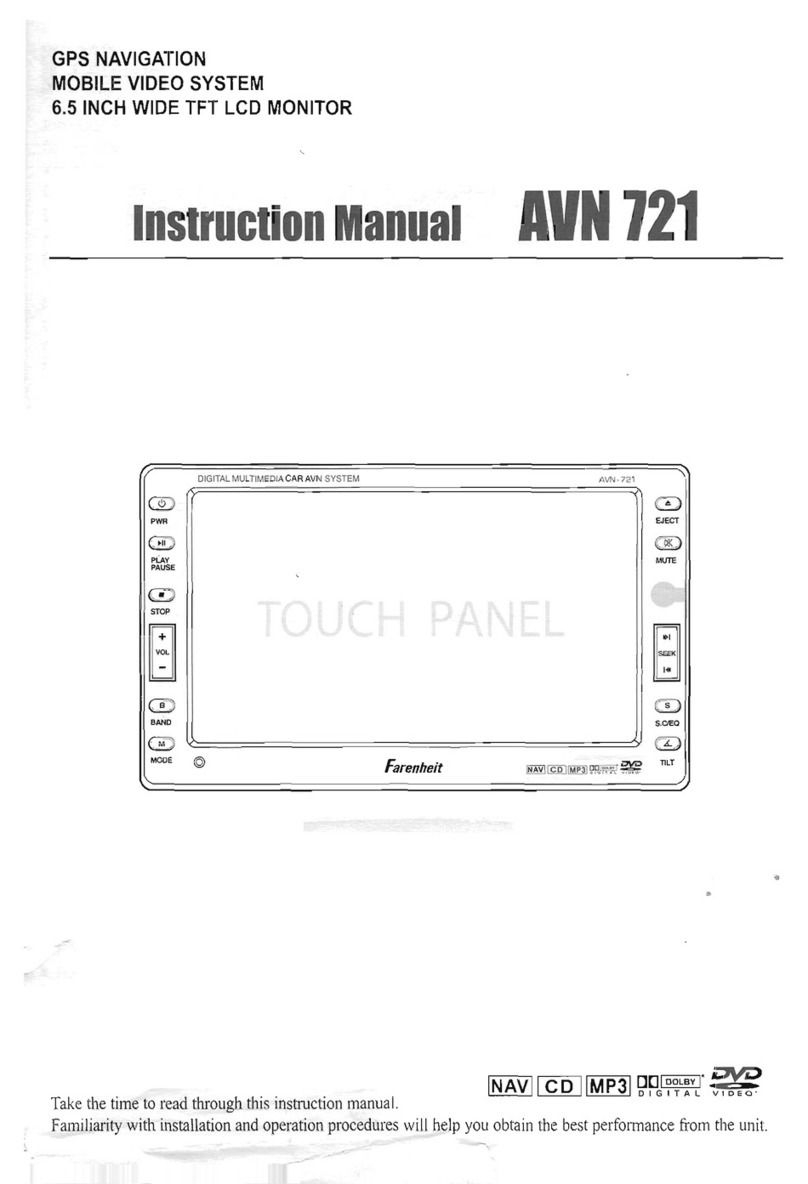 Farenheit 6.5 inch Wide TFT LCD Monitor AVN 721 instruction manual