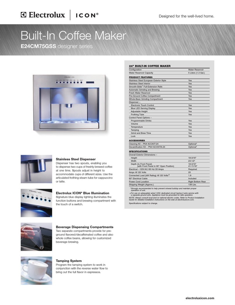 Electrolux E24CM75GSS - Water Reservoir 24 Inch Coffee... User manual