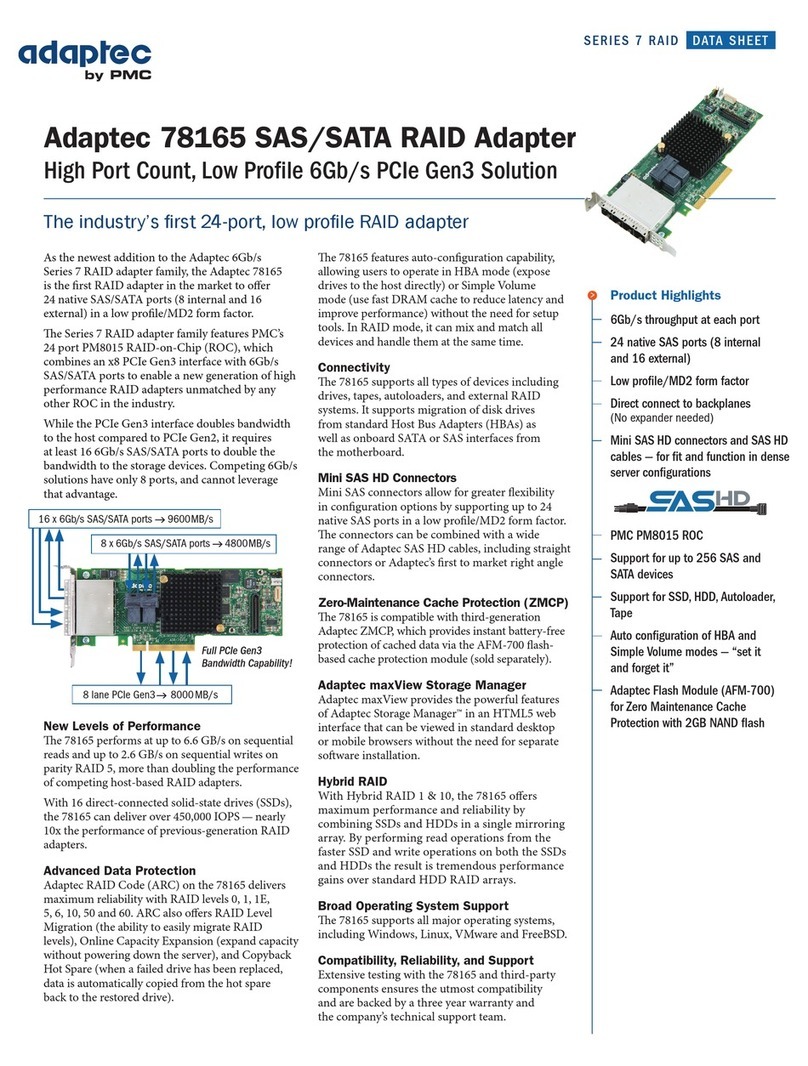 Adaptec 78165 SAS/SATA RAID User manual