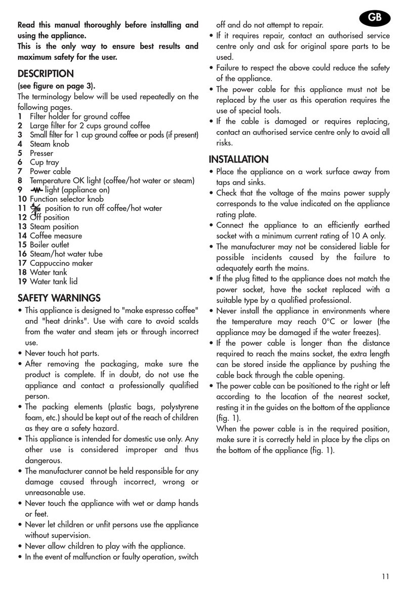 DeLonghi Coffee machine User manual DeLonghi Coffee machine User manual