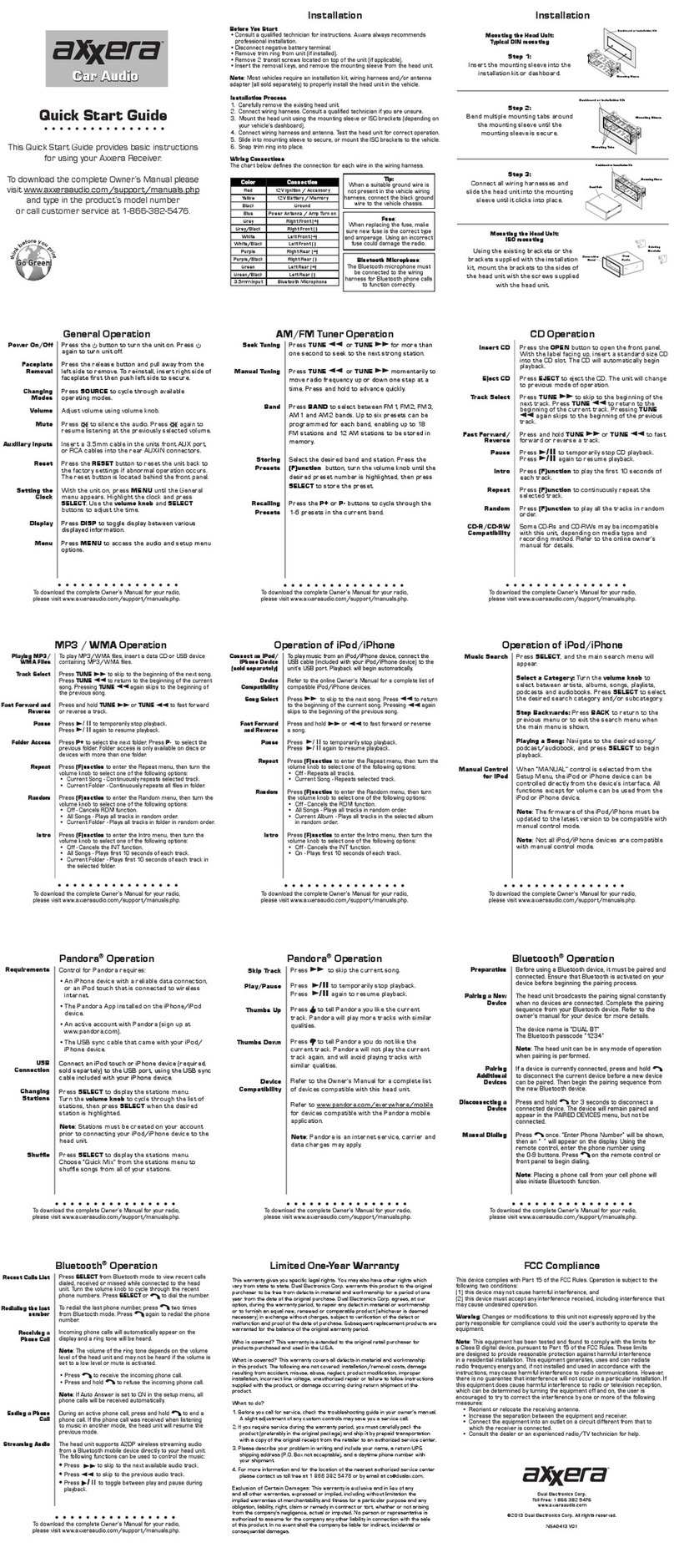 Axxera Axxera Car Audio User manual