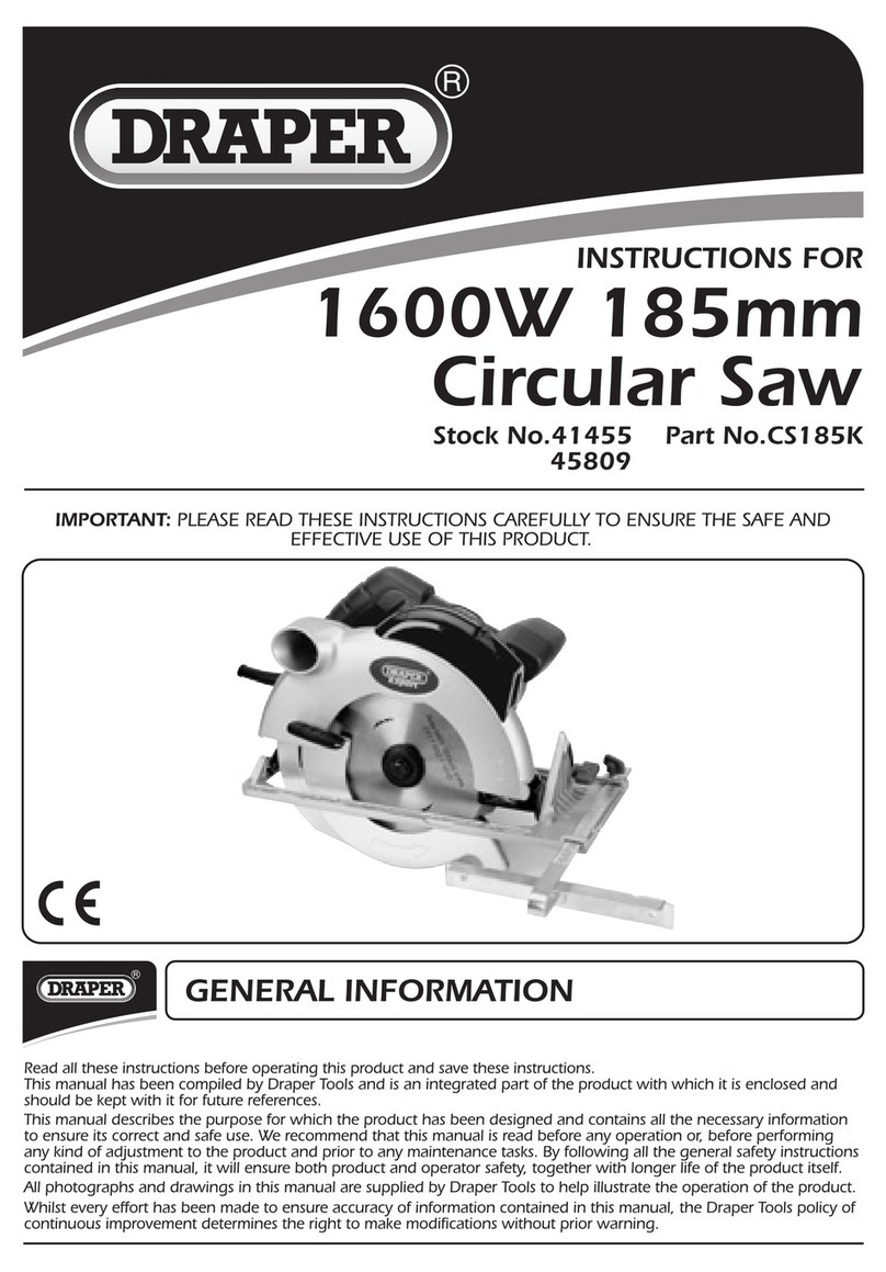 Draper 1600W 185mm Circular Saw User manual