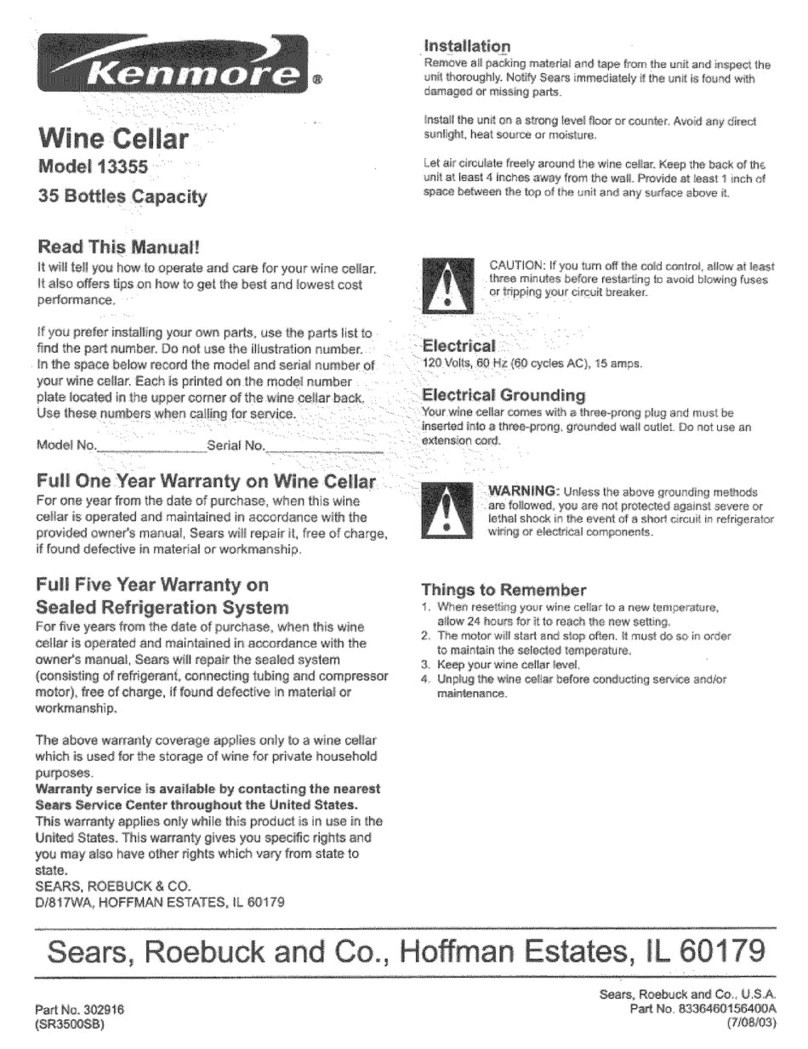 Kenmore Wine cellar 13355 user guide Kenmore Wine cellar 13355 user guide