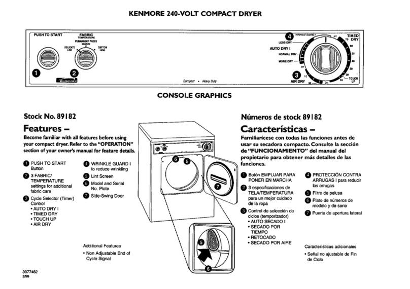 Kenmore 240-volt compact electric dryers user guide
