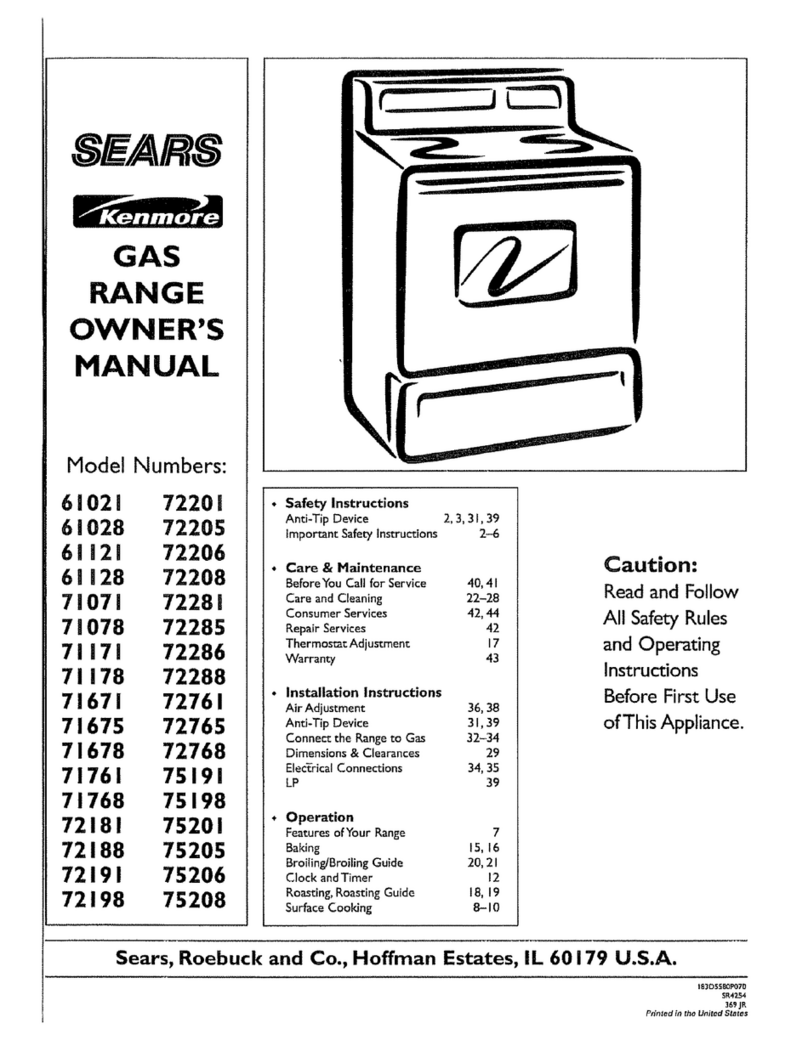 Kenmore 61021 owner's manual