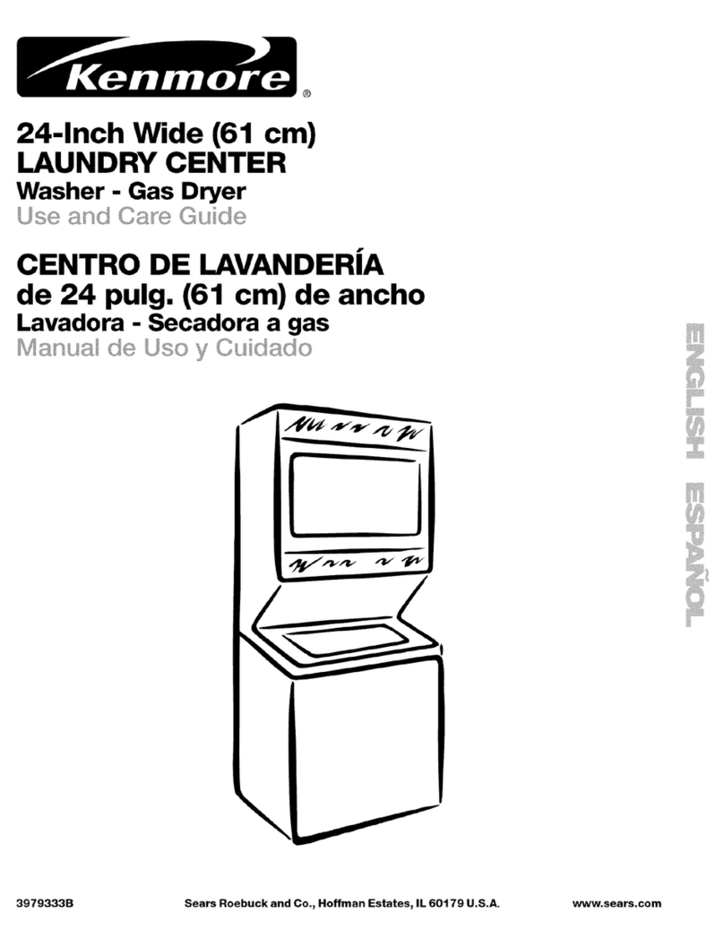 Kenmore 24-inch wide laundry center washer-gas dryer User manual