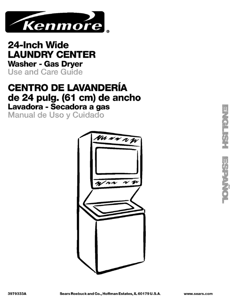 Kenmore 24-inch wide laundry center washer-gas dryer User manual