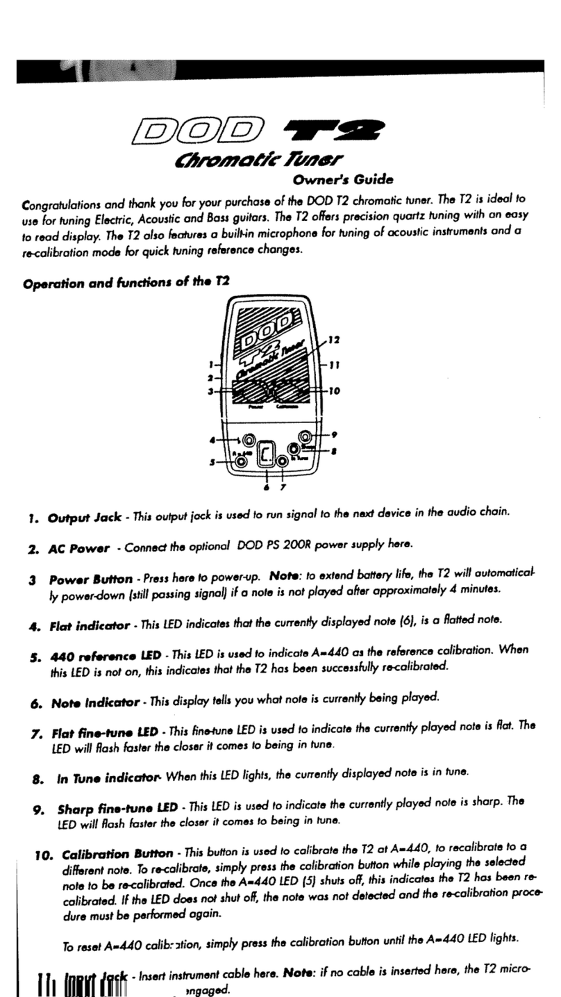 DOD Chromatic Tuner T2 owner's manual