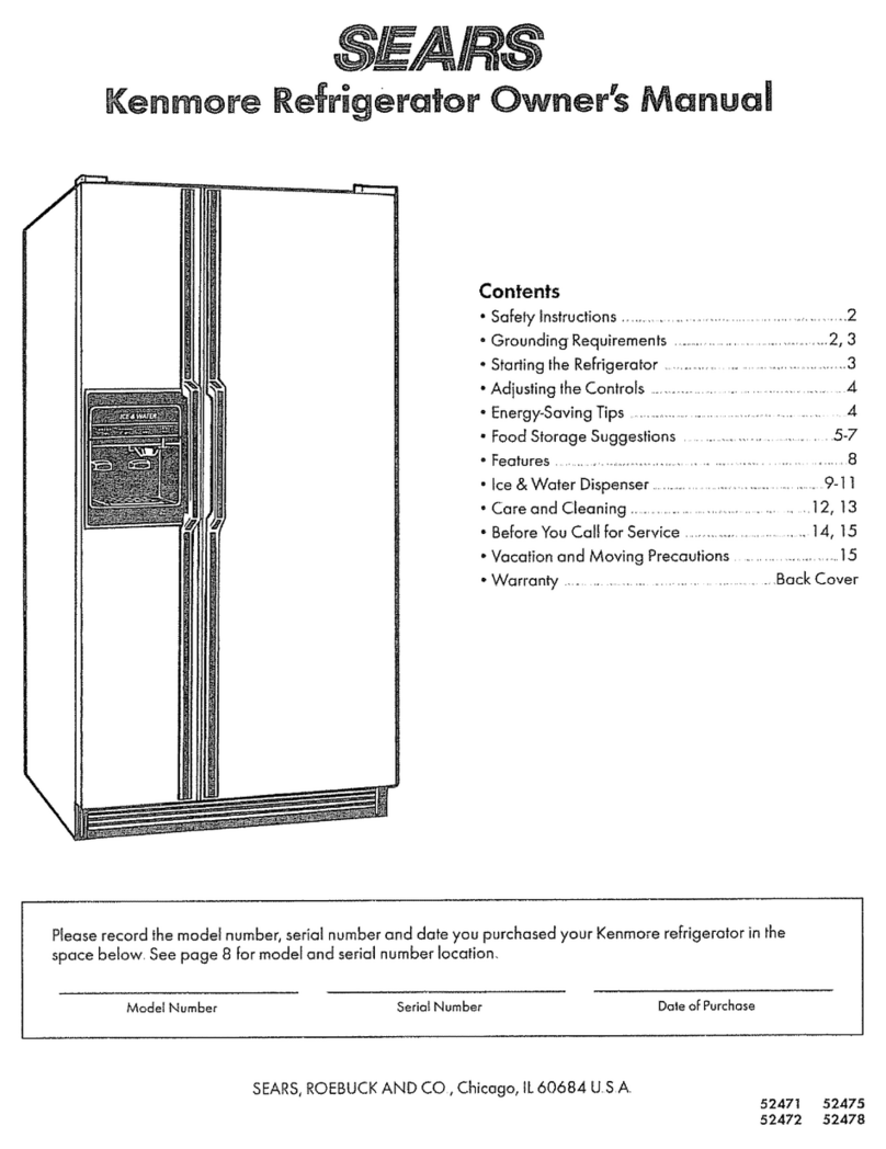 Kenmore Sears refrigerator User manual Kenmore Sears refrigerator User manual