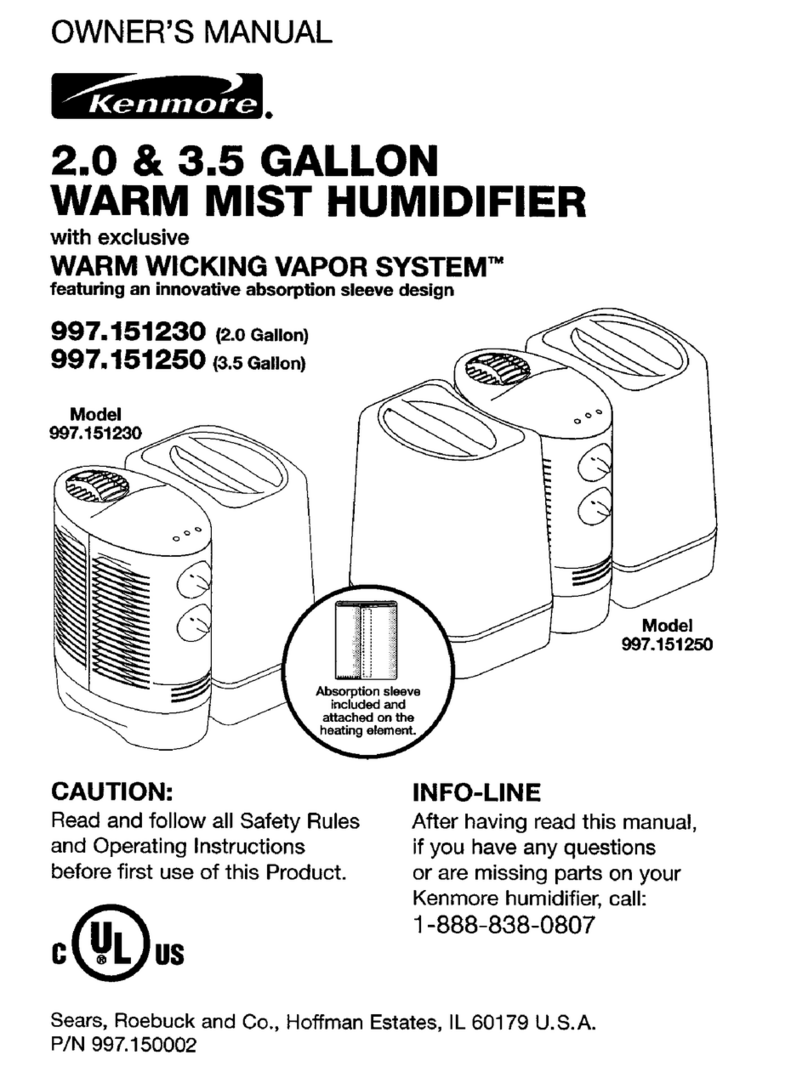 Kenmore 2.0 & 3.5 gallon warm mist humidifier... owner's manual