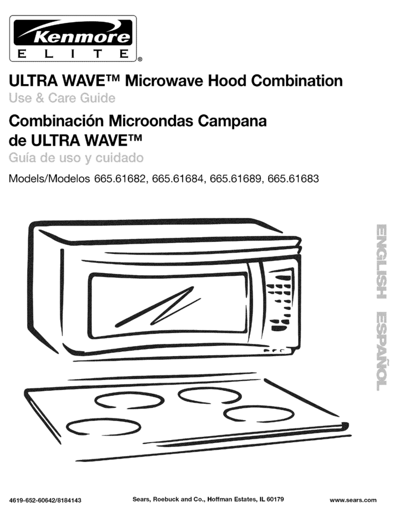 Kenmore Ultra wave Microwave hood combination... Use and care guide