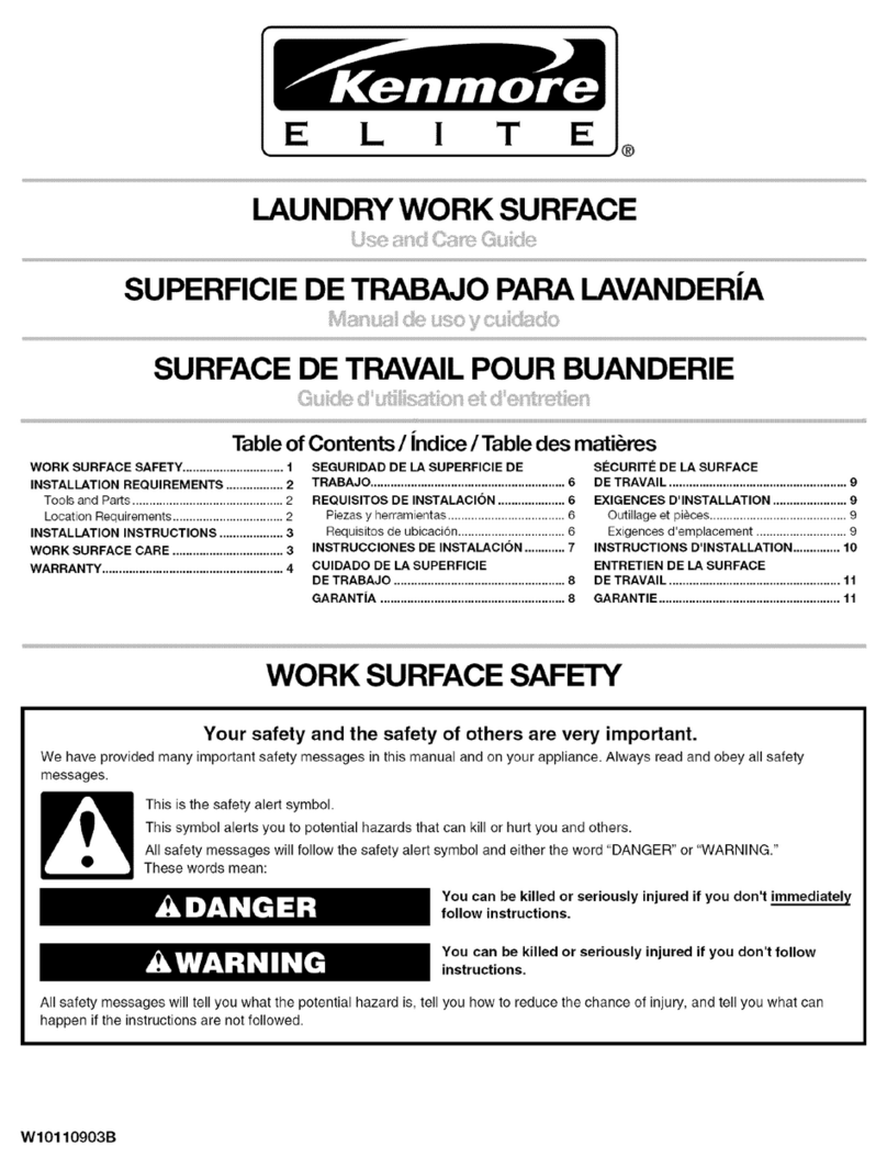 Kenmore Laundry work surface User manual