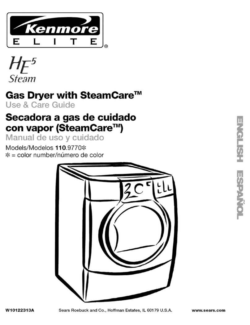Kenmore HE5 Gas dryer with Steamcare 110.9770 User manual