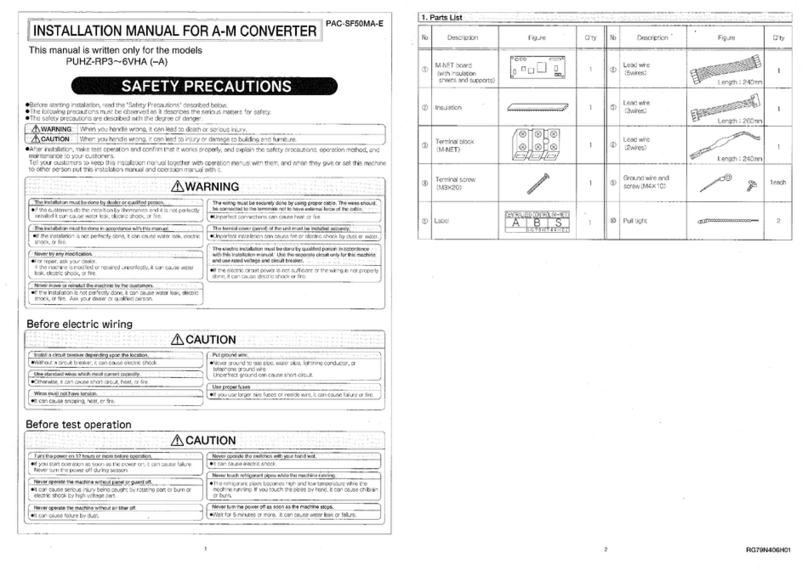 Mitsubishi PUHZ-RP3VHA User manual