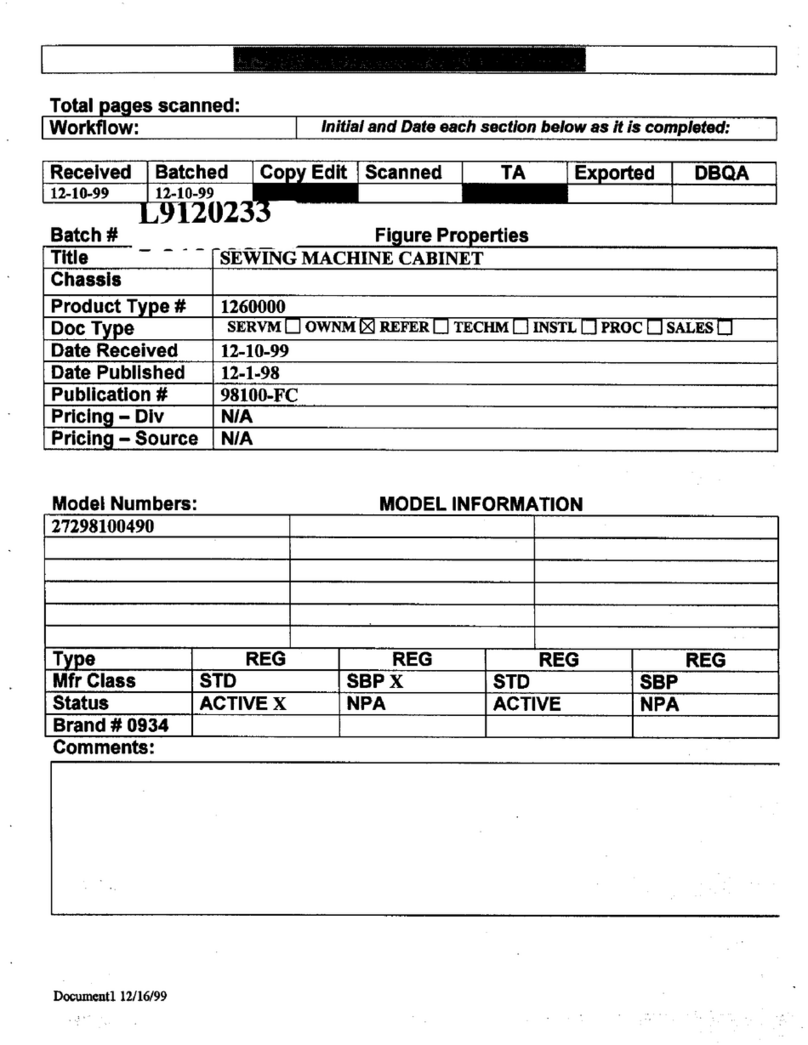 Kenmore Sewing machine cabinet 272.98100.490 owner's manual Kenmore Sewing machine cabinet 272.98100.490 owner's manual