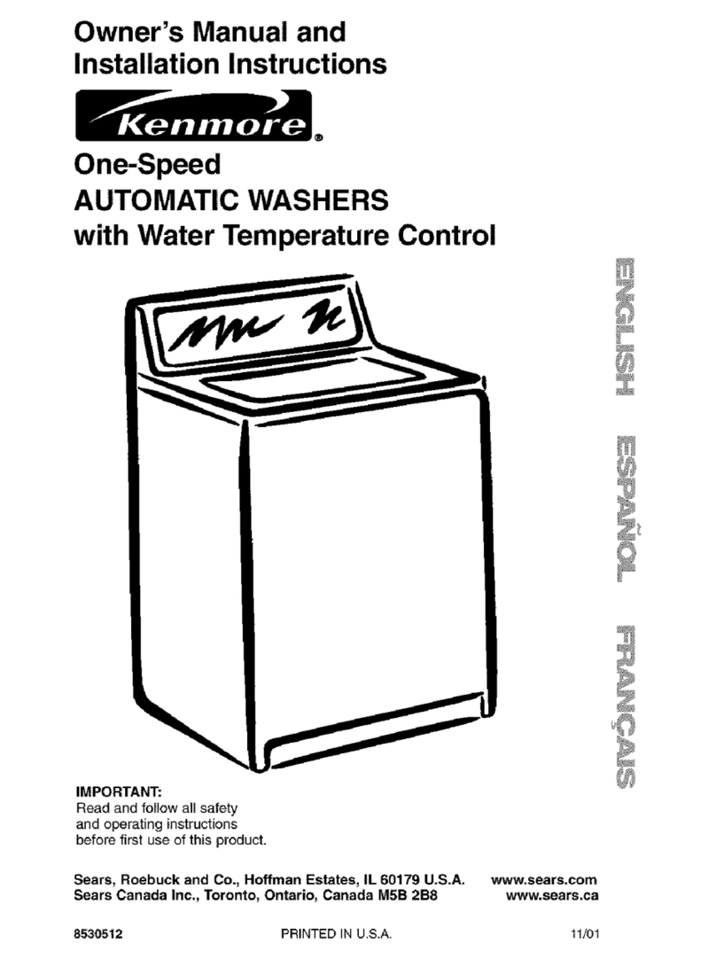 Kenmore One-speed automatic washers with water temperature... Operating instructions
