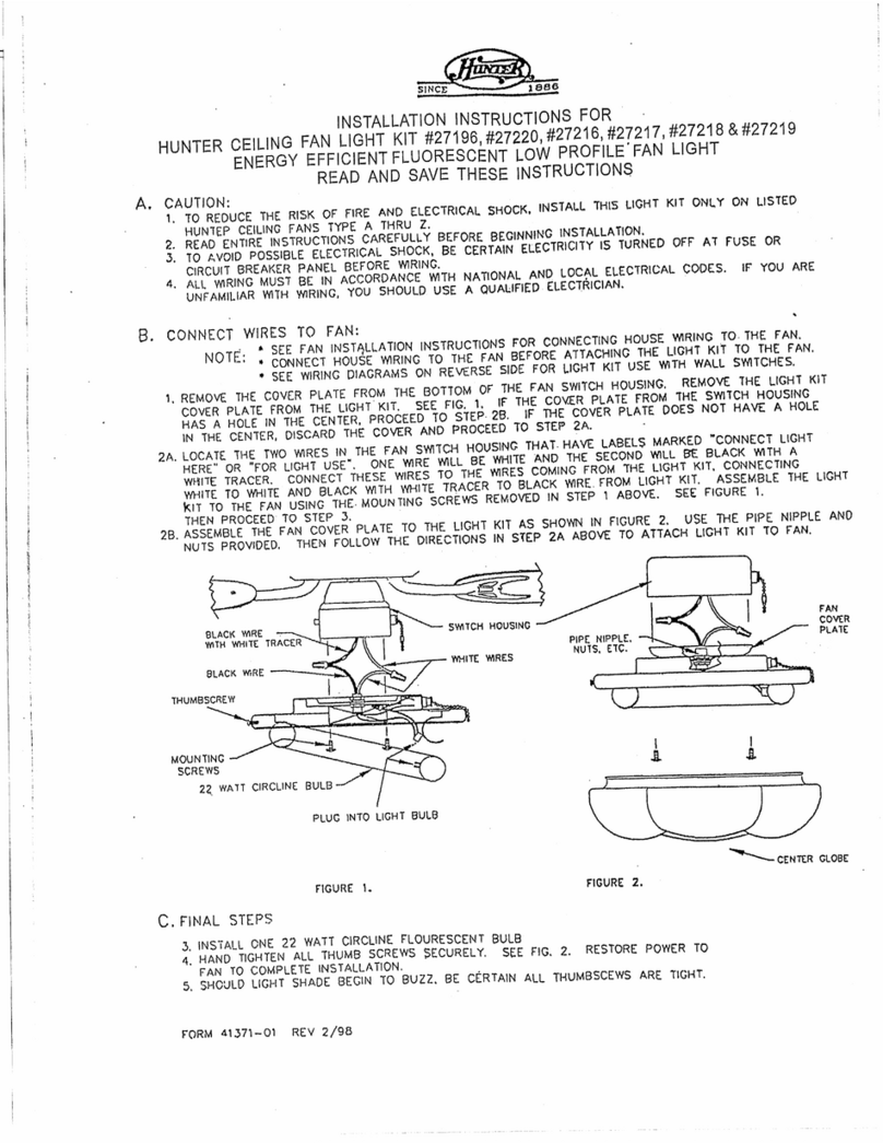 Hunter 27196 installation instructions
