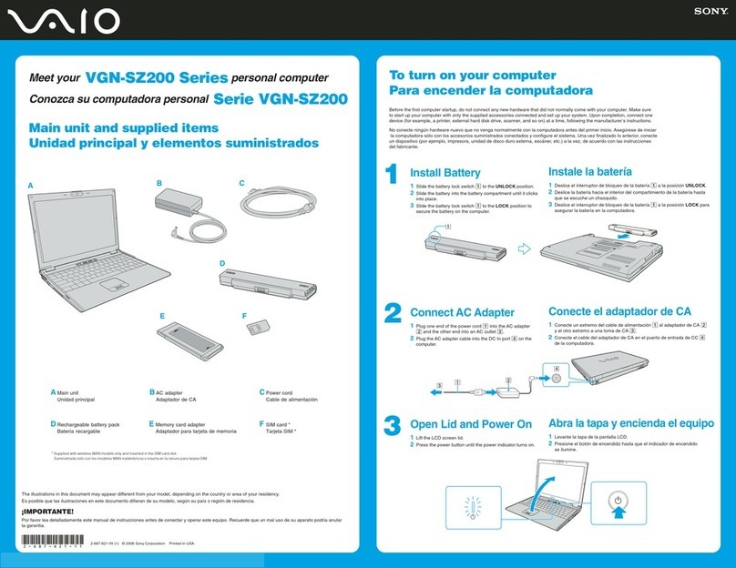 Sony VGN-SZ240P12 User manual