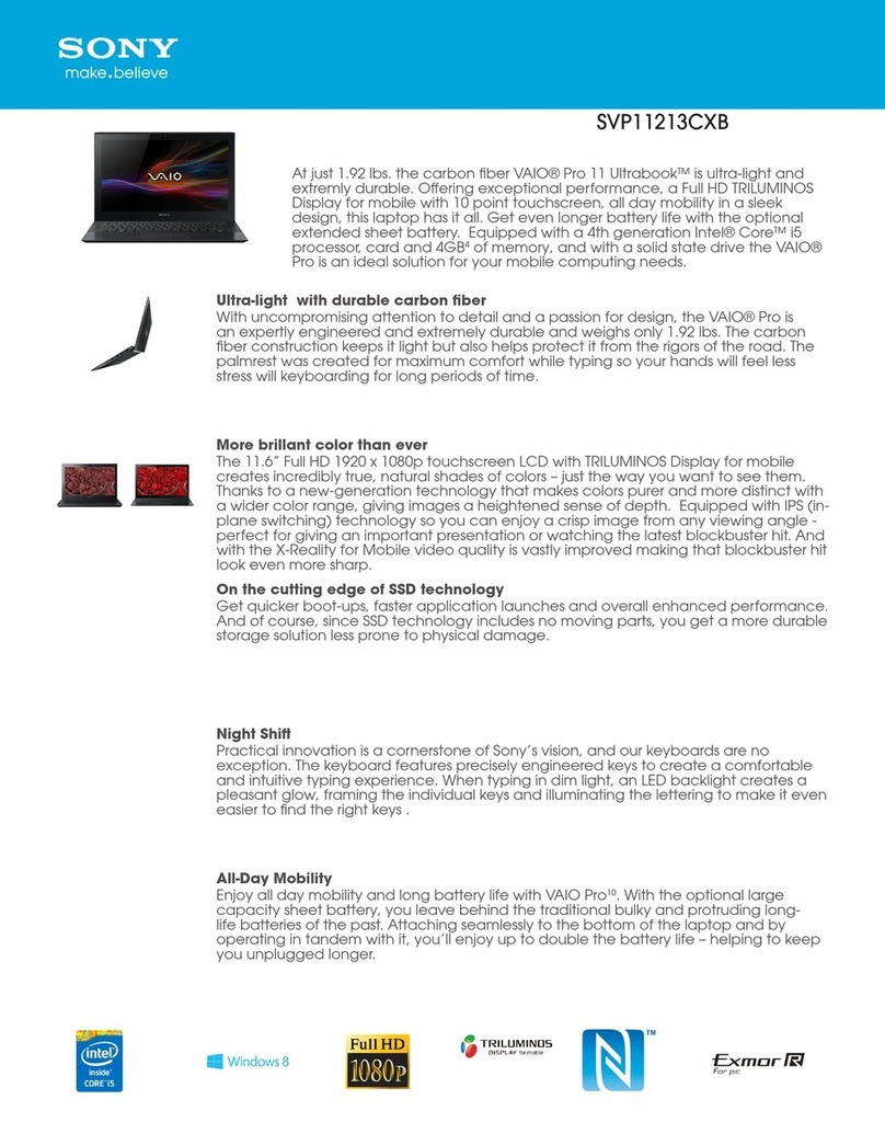 Sony SVP11213CXB Specification sheet