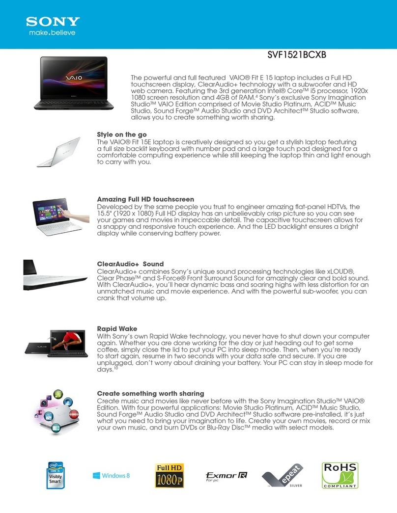 Sony SVF1521BCXB Specification sheet