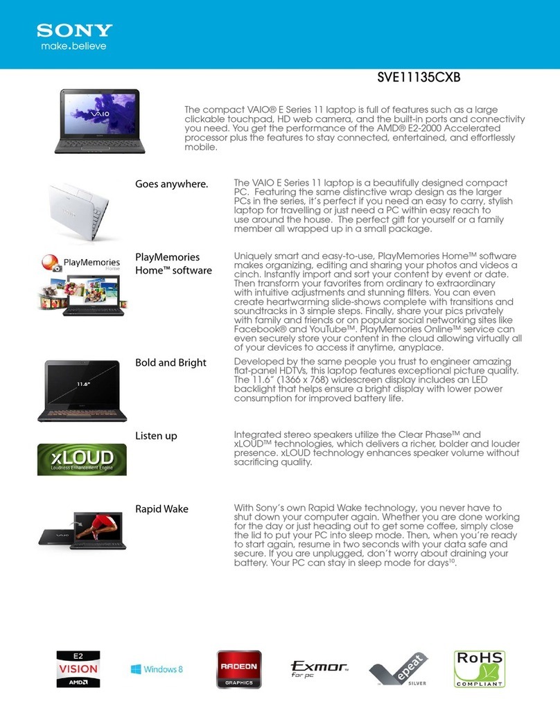 Sony SVE11135CXB VAIO User manual