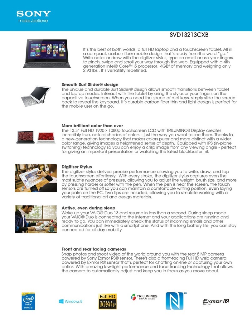 Sony SVD13213CXB Specification sheet