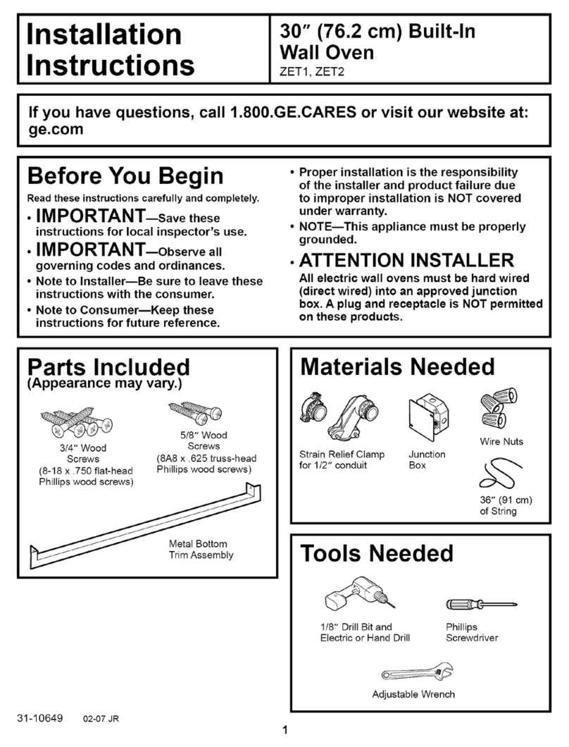 GE Monogram ZET1 User manual