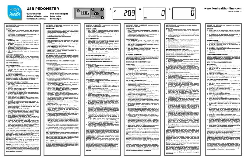 ION USB PEDOMETER quick start guide