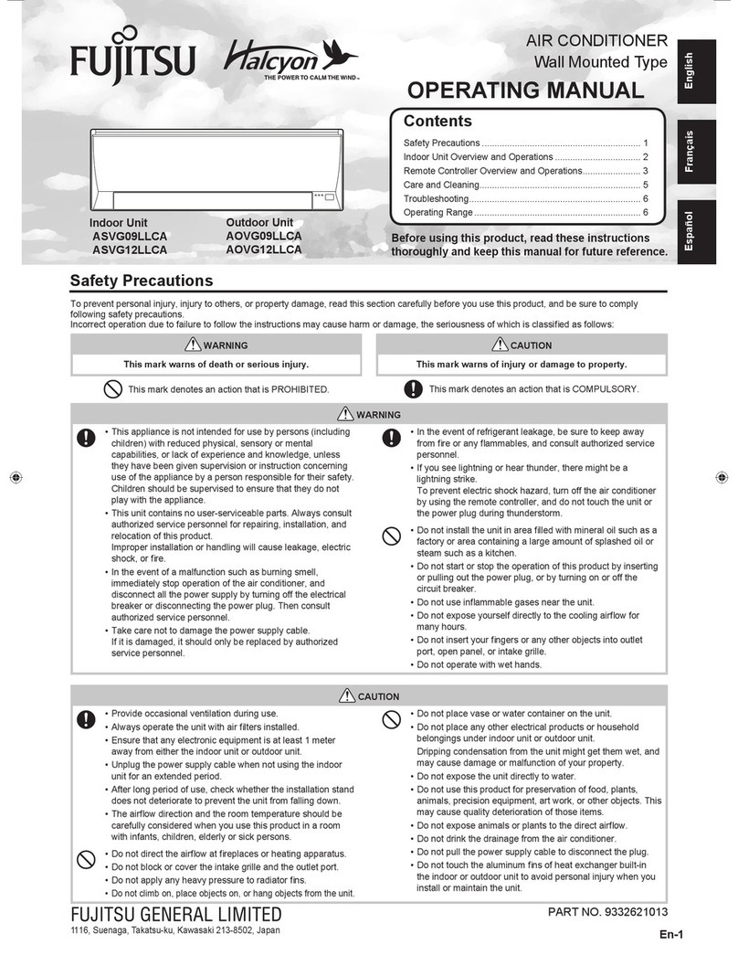 Fujitsu Halcyon ASVG09LLCA User manual Fujitsu Halcyon ASVG09LLCA User manual