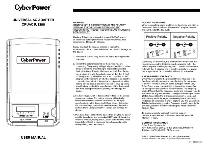 CyberPower CPUAC1U1300 user manual