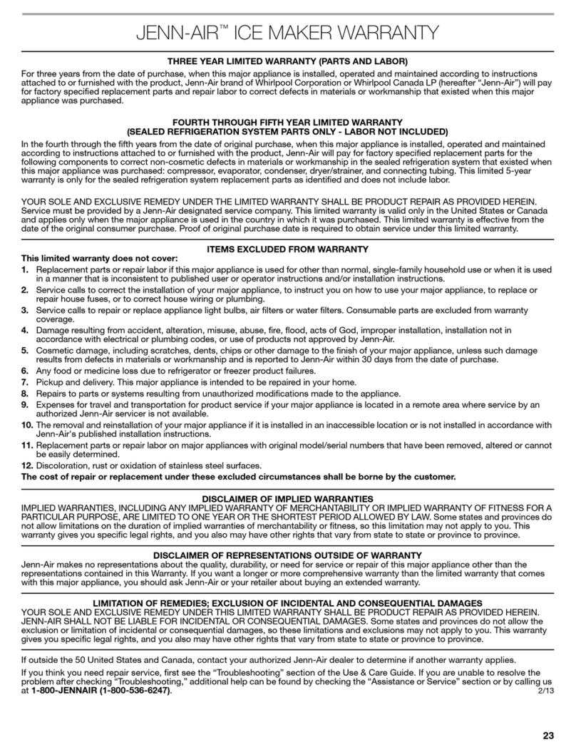 Jenn-Air ICE MAKER Parts list manual