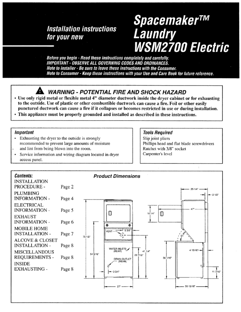 GE Spacemaker WSM2700 installation instructions
