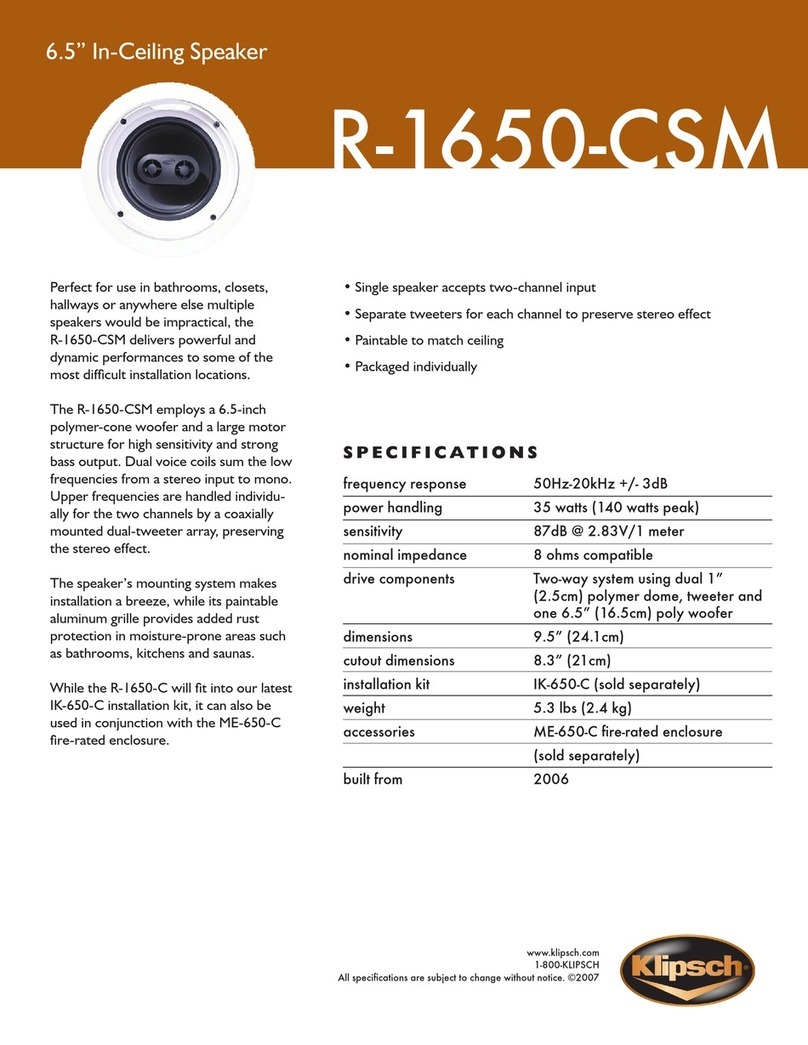 Klipsch R-1650-CSM Specification sheet